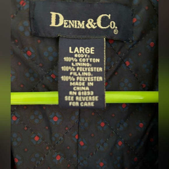 Denim and Co Navy Blue Mid Thigh Corduroy Winter Jacket Coat Women Size Large - Picture 12 of 12